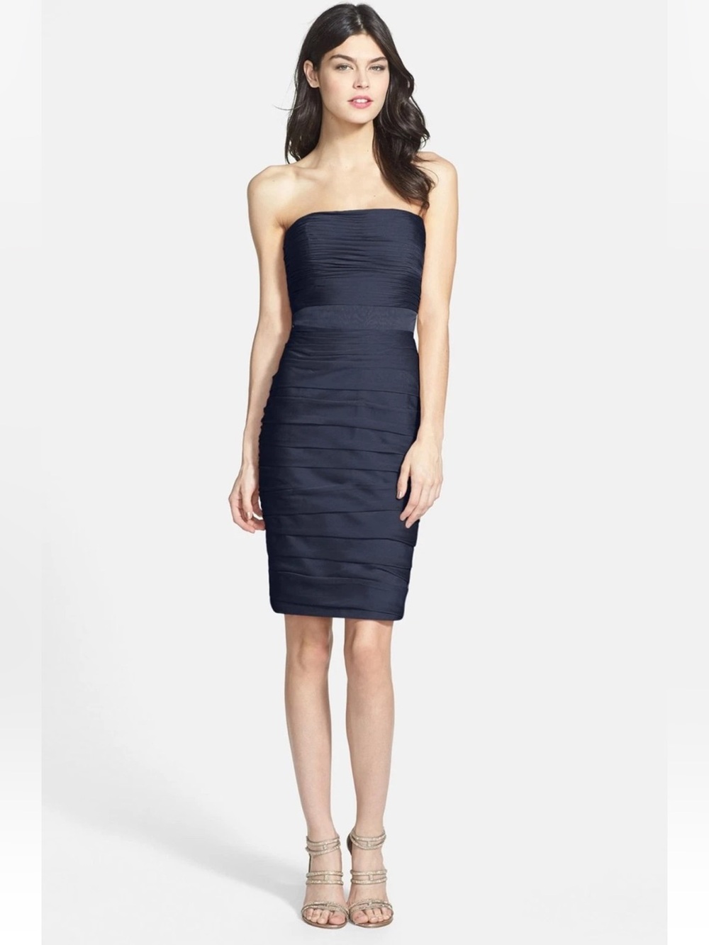 Monique Lhuillier ruched cationic chiffon dress
